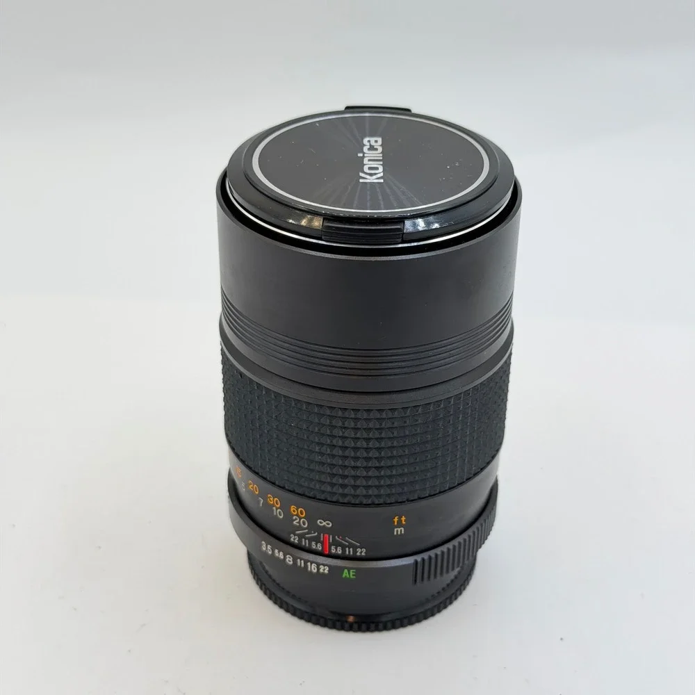 Konica Hexanon AR 135mm F3.5 Telephoto Prime Lens with Case and Caps Japan